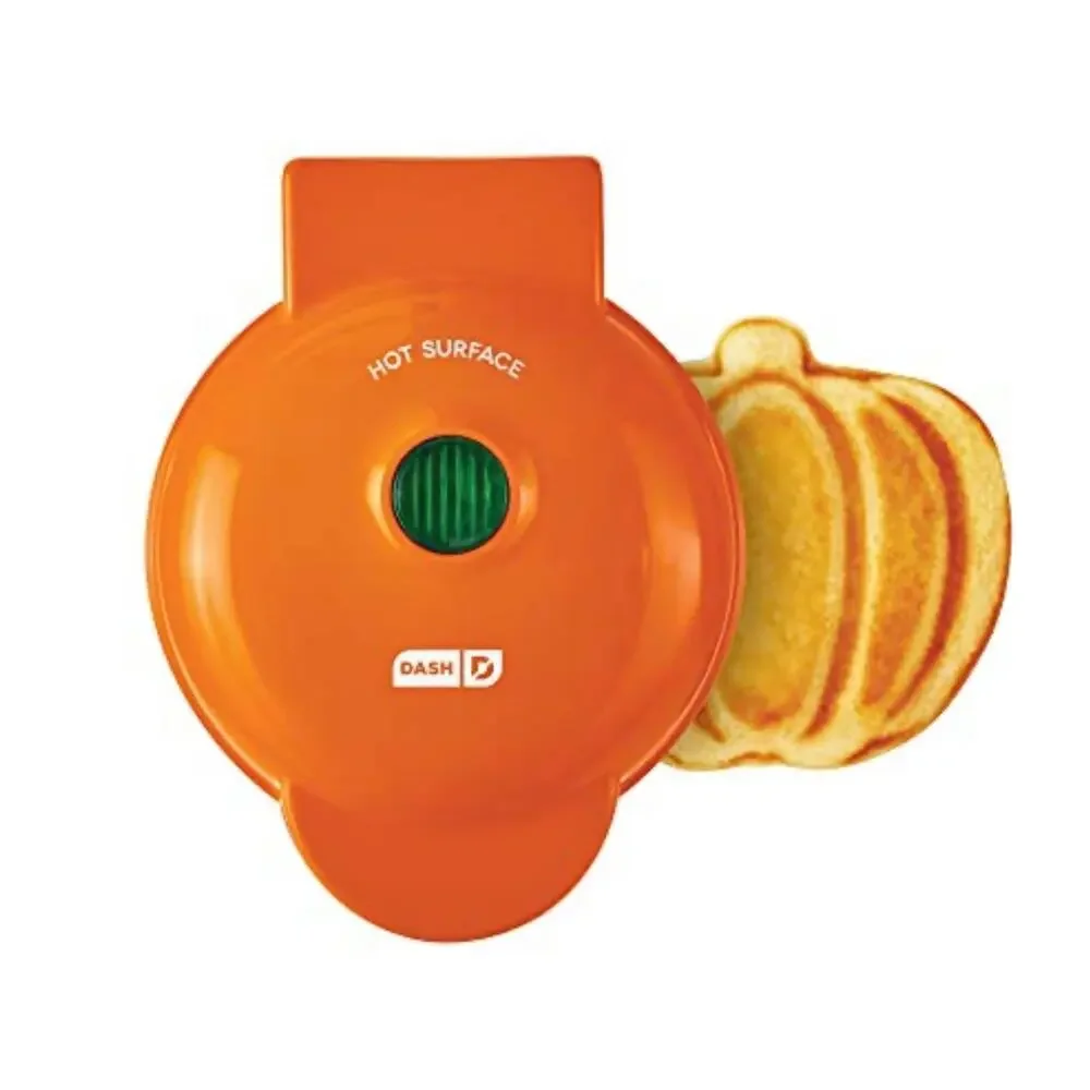 Mini Waffle Maker Pumpkin Waffle Halloween Non-Stick, 4 Inch w/ Recipe Guide